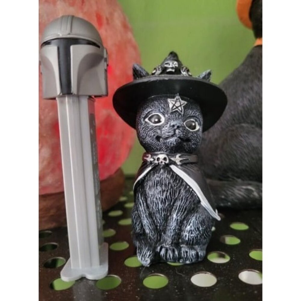 Cat Figurine Decor, Detailed Hand-Painted Polyresin, Black